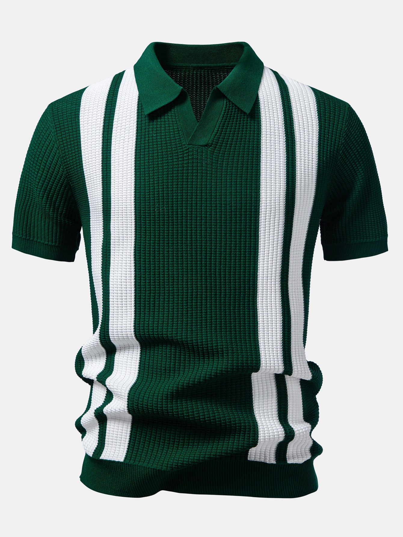 Stripe Johnny Collar Knit Polo