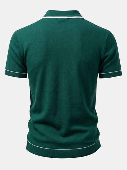 Contrast Trim Ribbed Knit Shirt