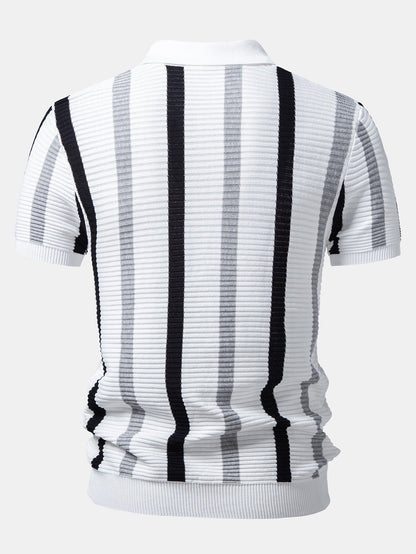 Stripe Textured Knit Polo
