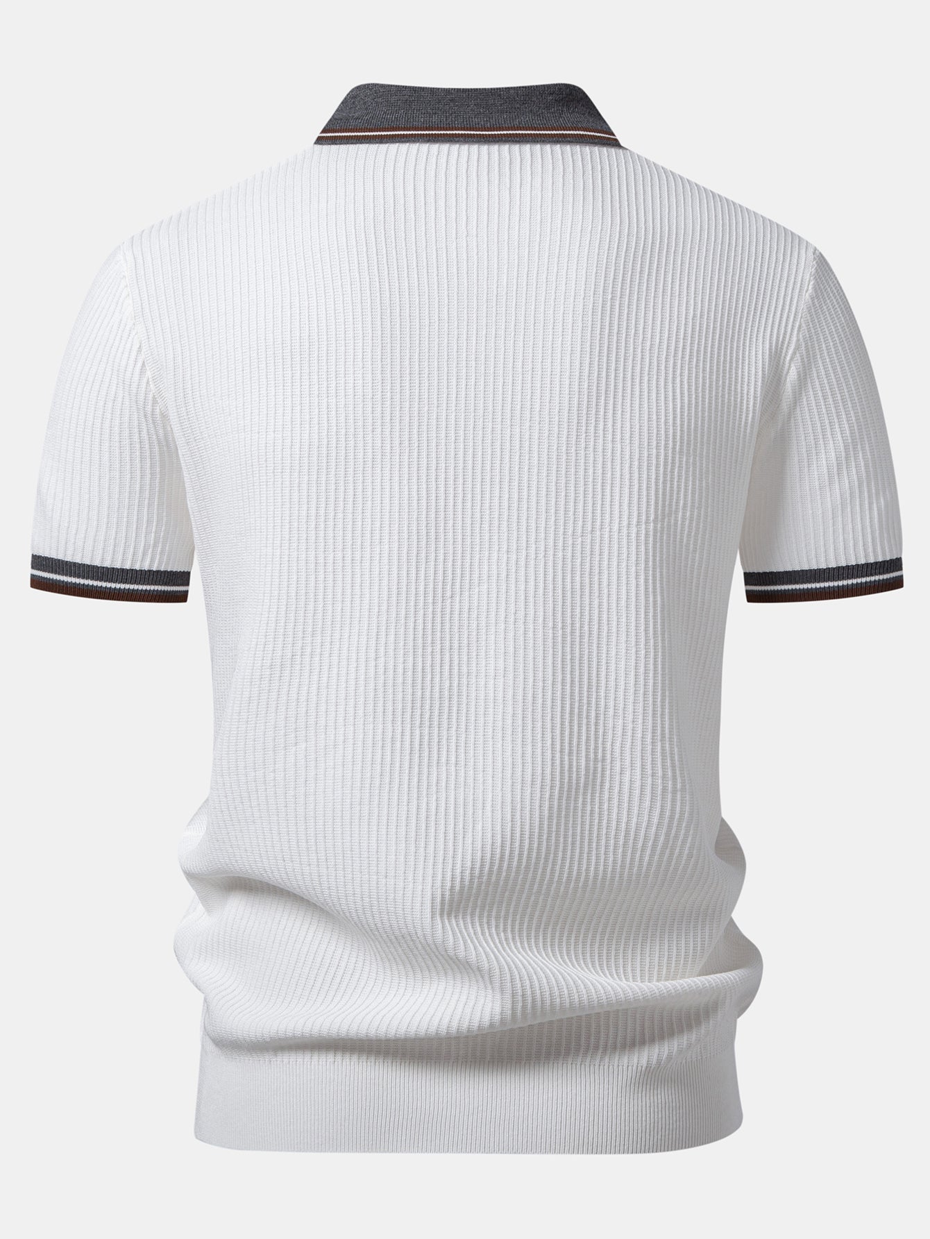 Contrast Trim Waffle Johnny Collar Knit Polo