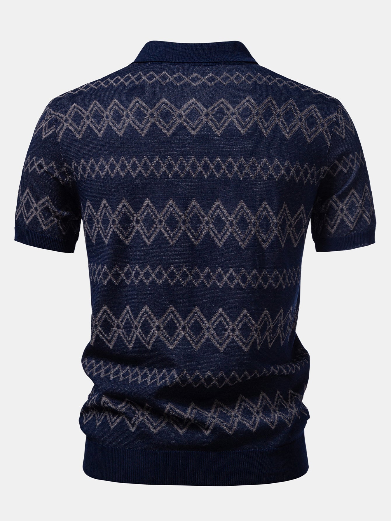 Geometric Jacquard Johnny Collar Polo