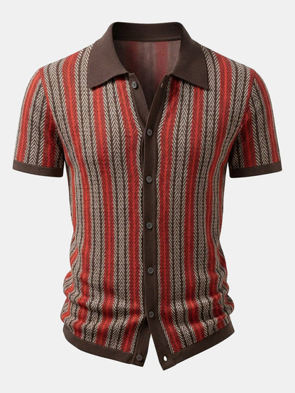 Retro Geometric Knit Shirt