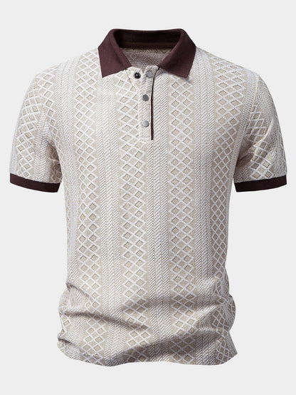 Geometric Rhombus Jacquard Polo