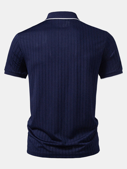 Contrast Trim Textured Knit Polo