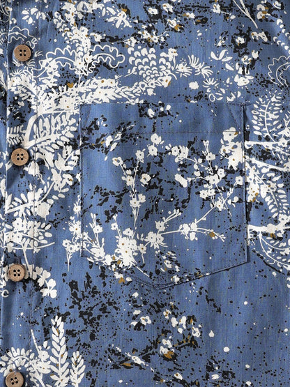Men’s Artistic Floral Print Short Sleeve Button Up Breathable Cool Casual Shirt