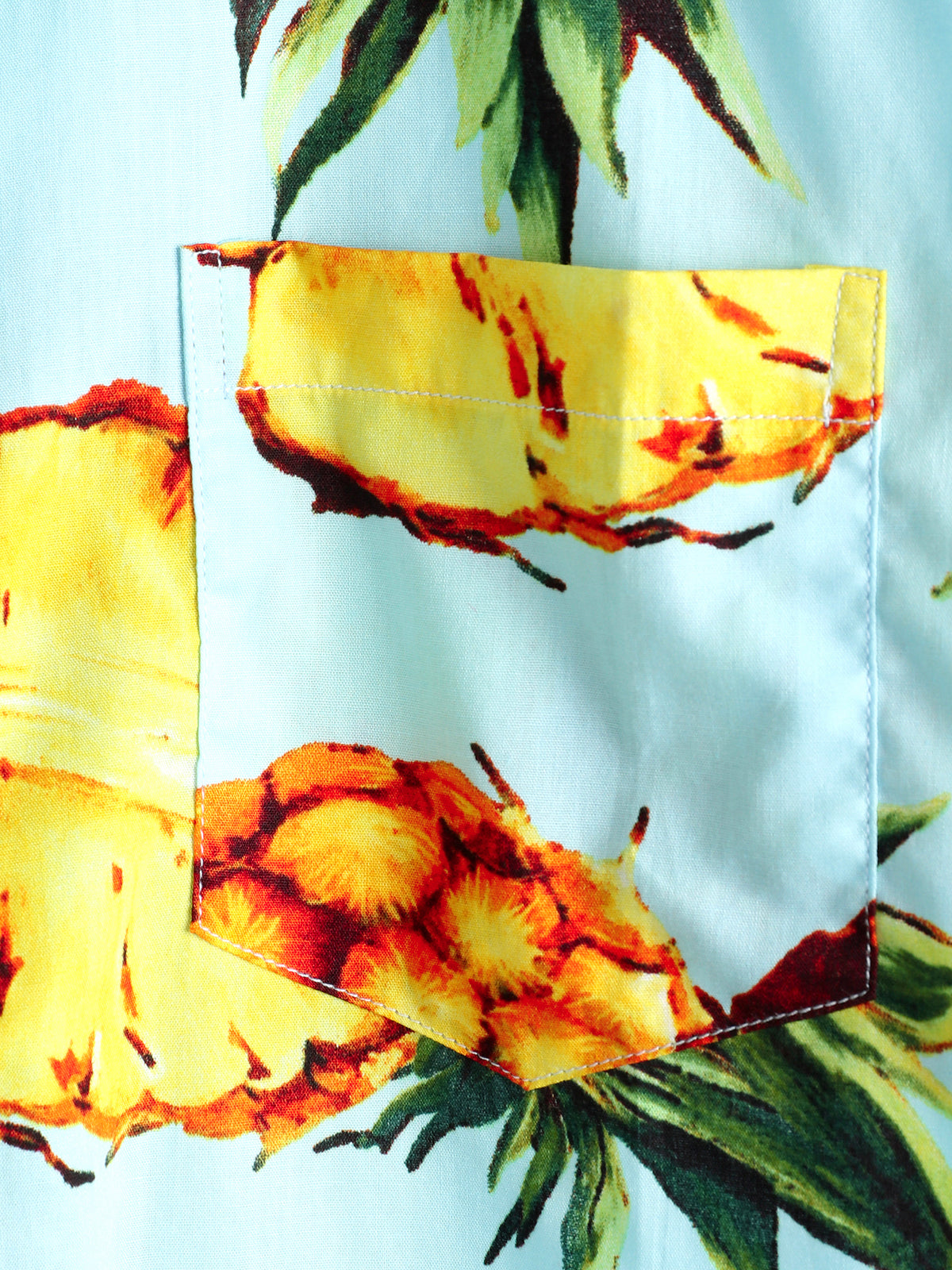 Men's Pineapple Print Holiday Pocket Cotton Shirt