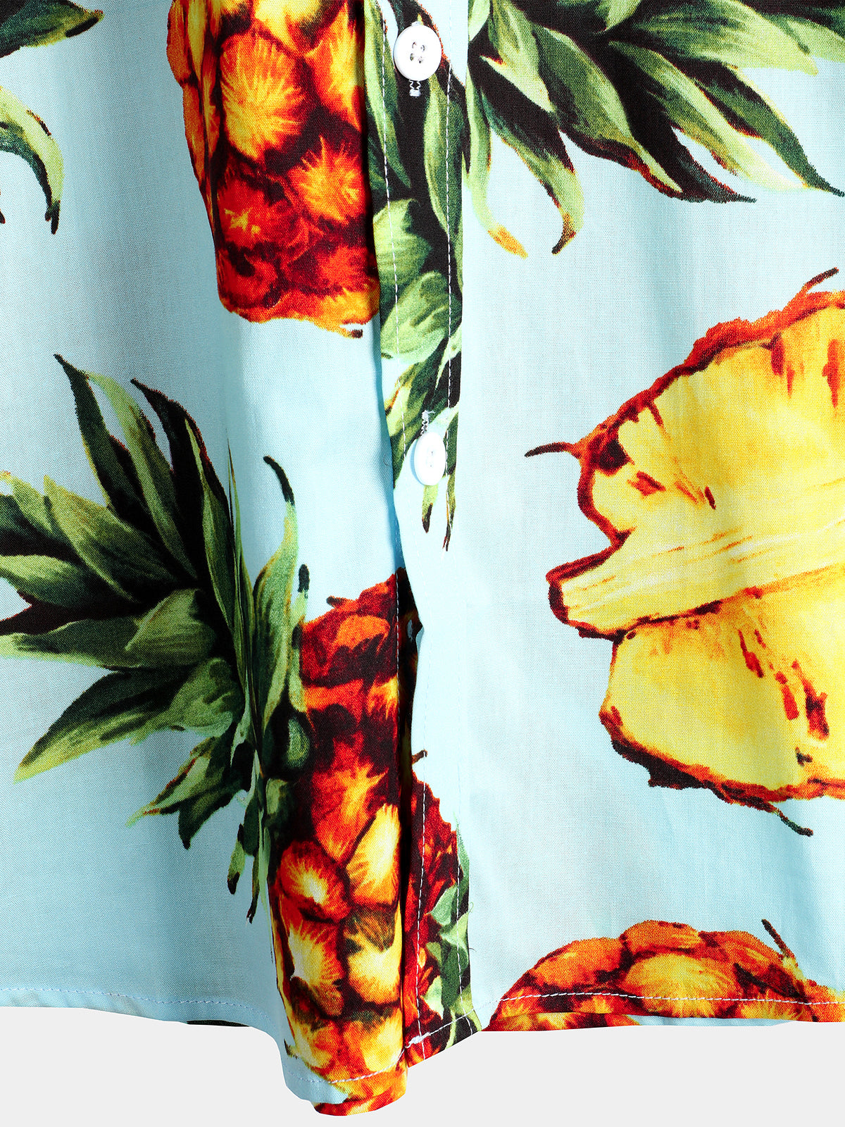 Men's Pineapple Print Holiday Pocket Cotton Shirt