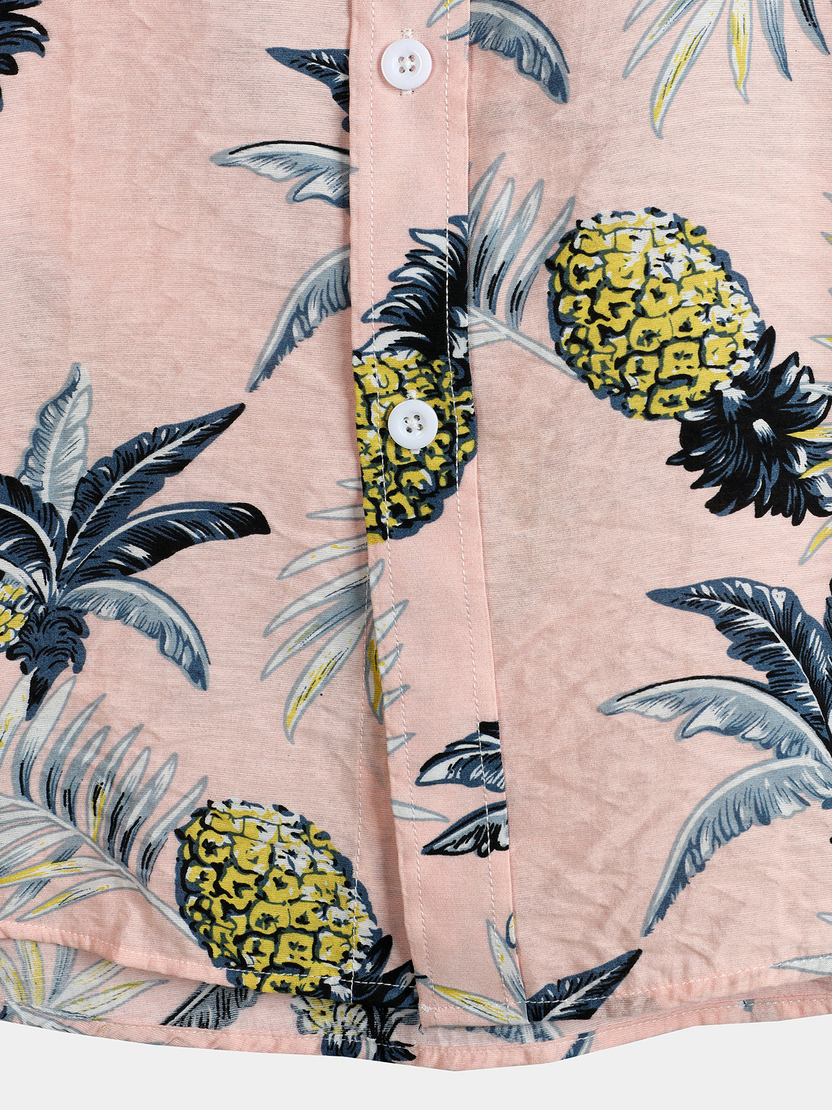 Men's Holiday Pink Pineapple Short Sleeve Pocket Shirt