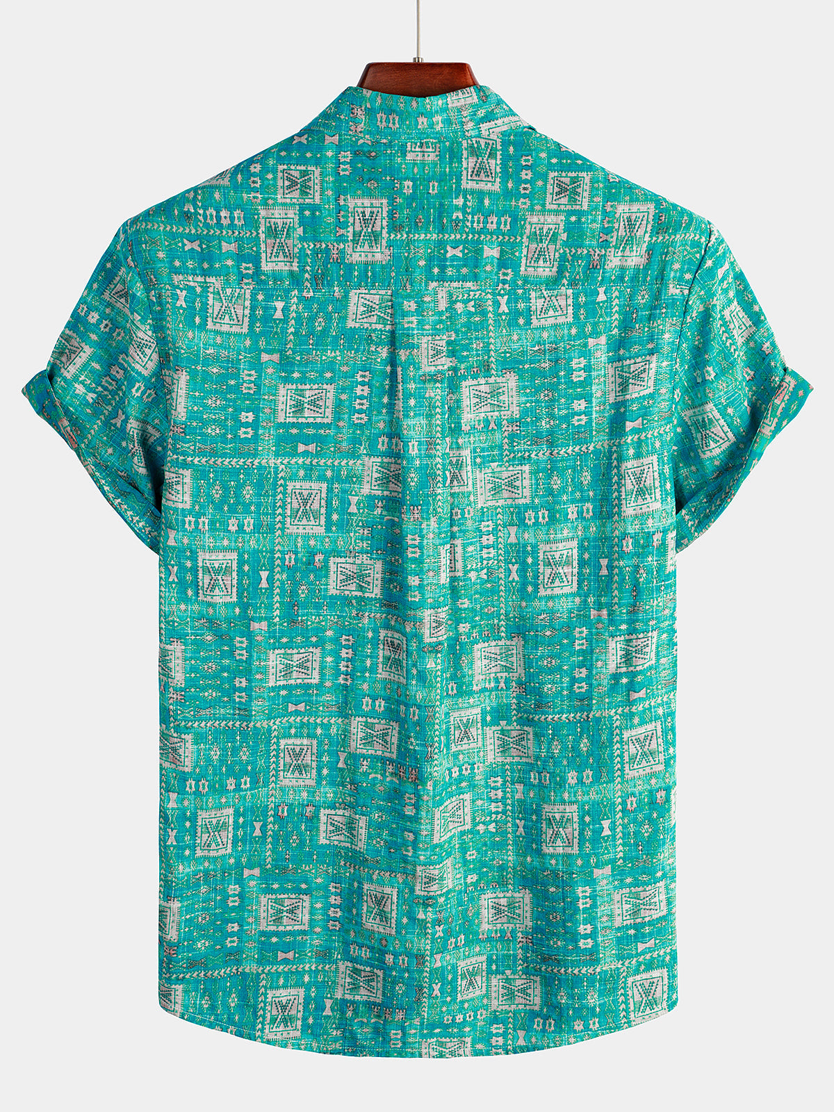 Men's Casual Retro Holiday Pocket Short Sleeve Shirt