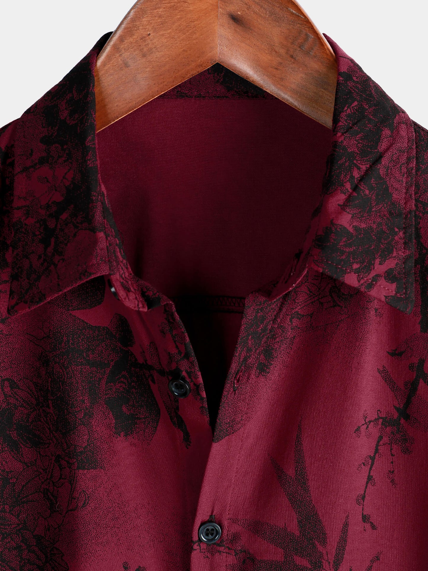 Men's Red Vintage Floral Summer Holiday Hawaiian Breathable Button Up Short Sleeve Shirt