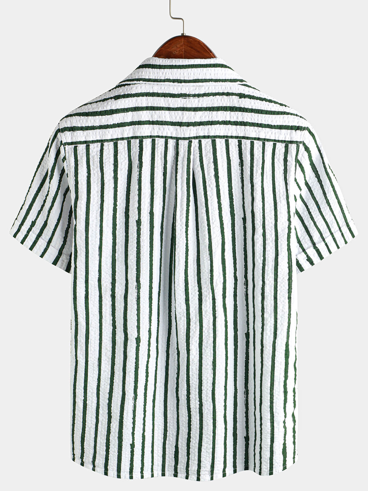 Men's Casual 100% Cotton Striped Pocket Hawaiian Holiday Button Up Short Sleeve Shirt