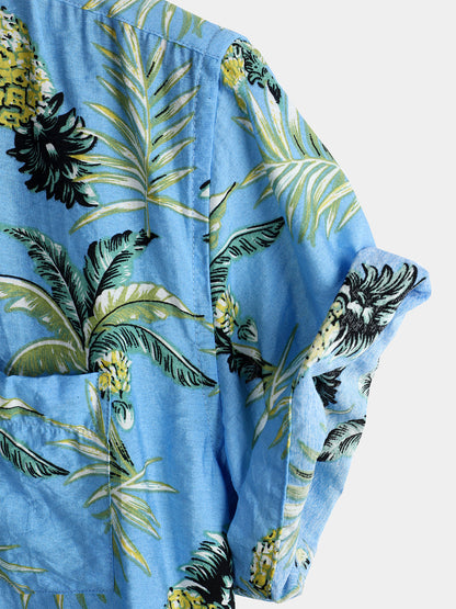 Men's Holiday Pineapple Short Sleeve Pocket Shirt