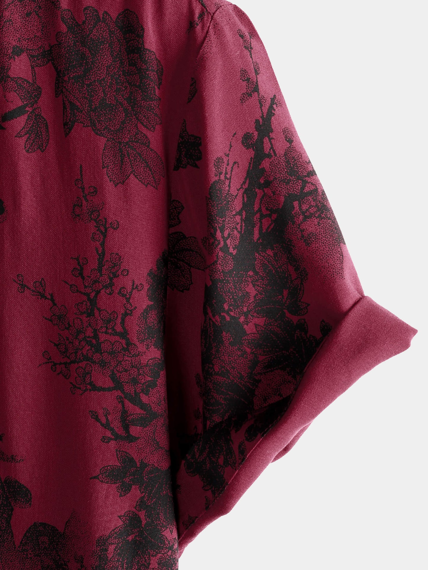 Men's Red Vintage Floral Summer Holiday Hawaiian Breathable Button Up Short Sleeve Shirt