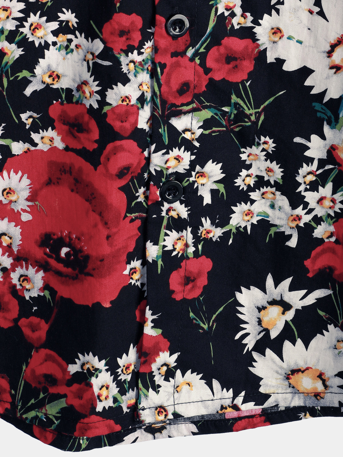 Men's Summer Rose Daisy Flower Print Casual Floral Short Sleeve Shirt