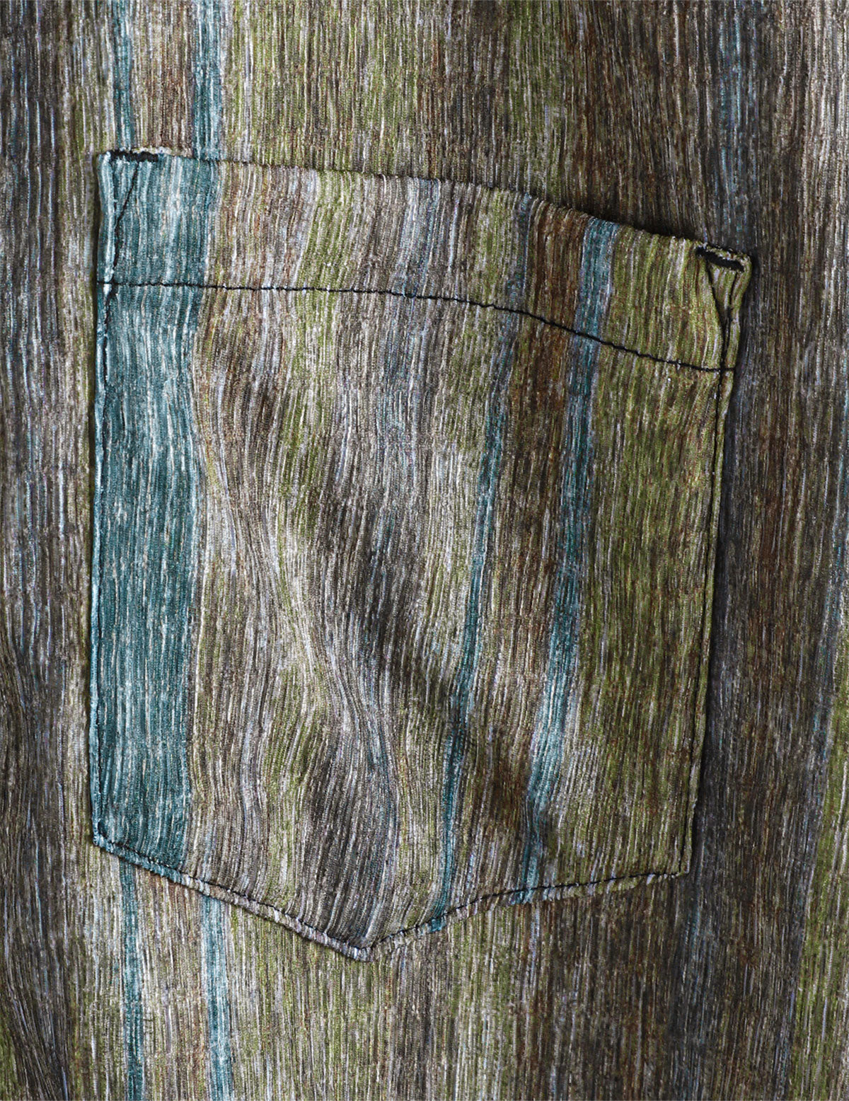 Men’s Vintage Green Striped Hawaiian Button Up Short Sleeve Shirt