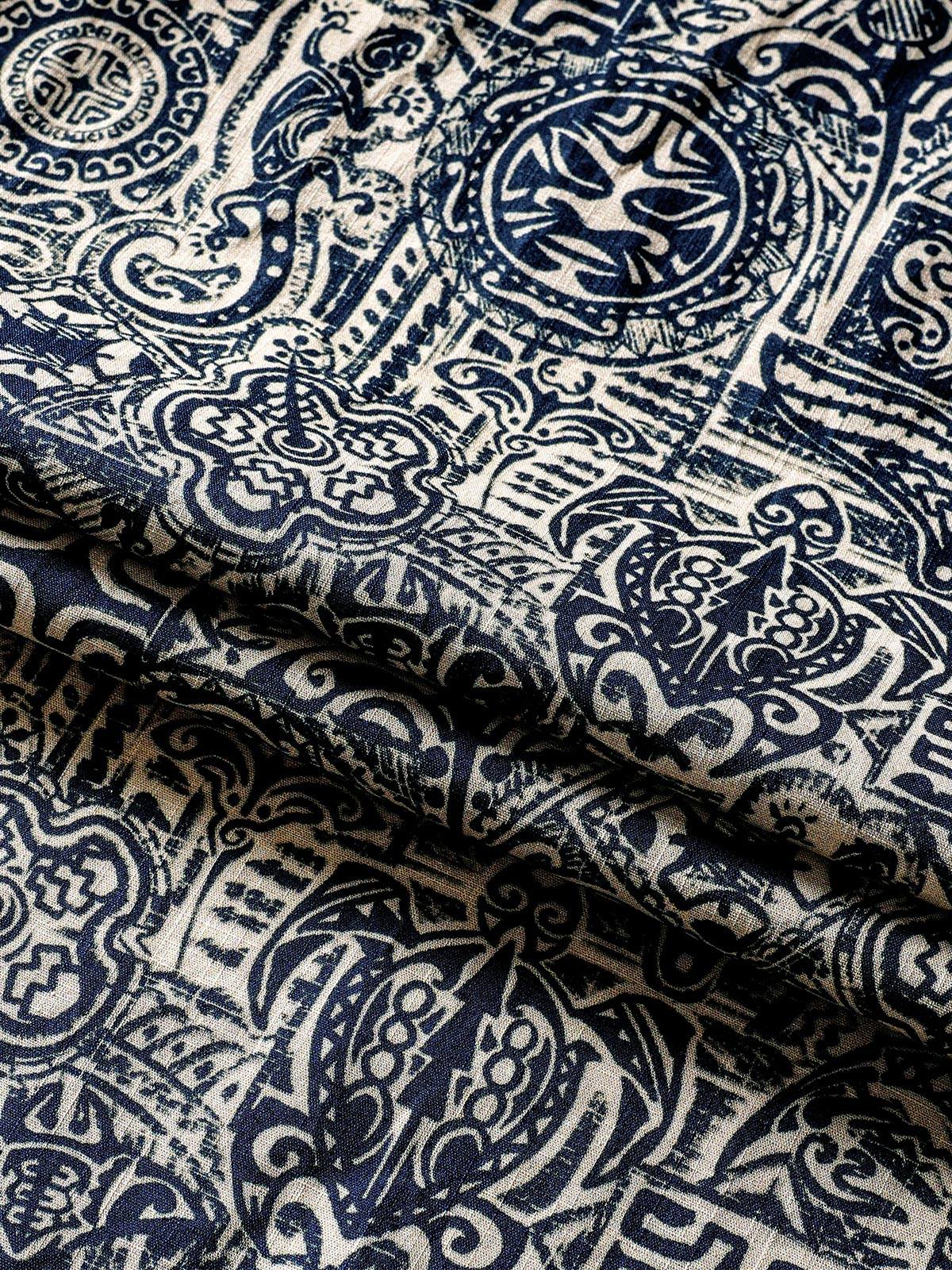 Men’s Tribal Pattern Short Sleeve Button Down Breathable Cool Casual Shirt
