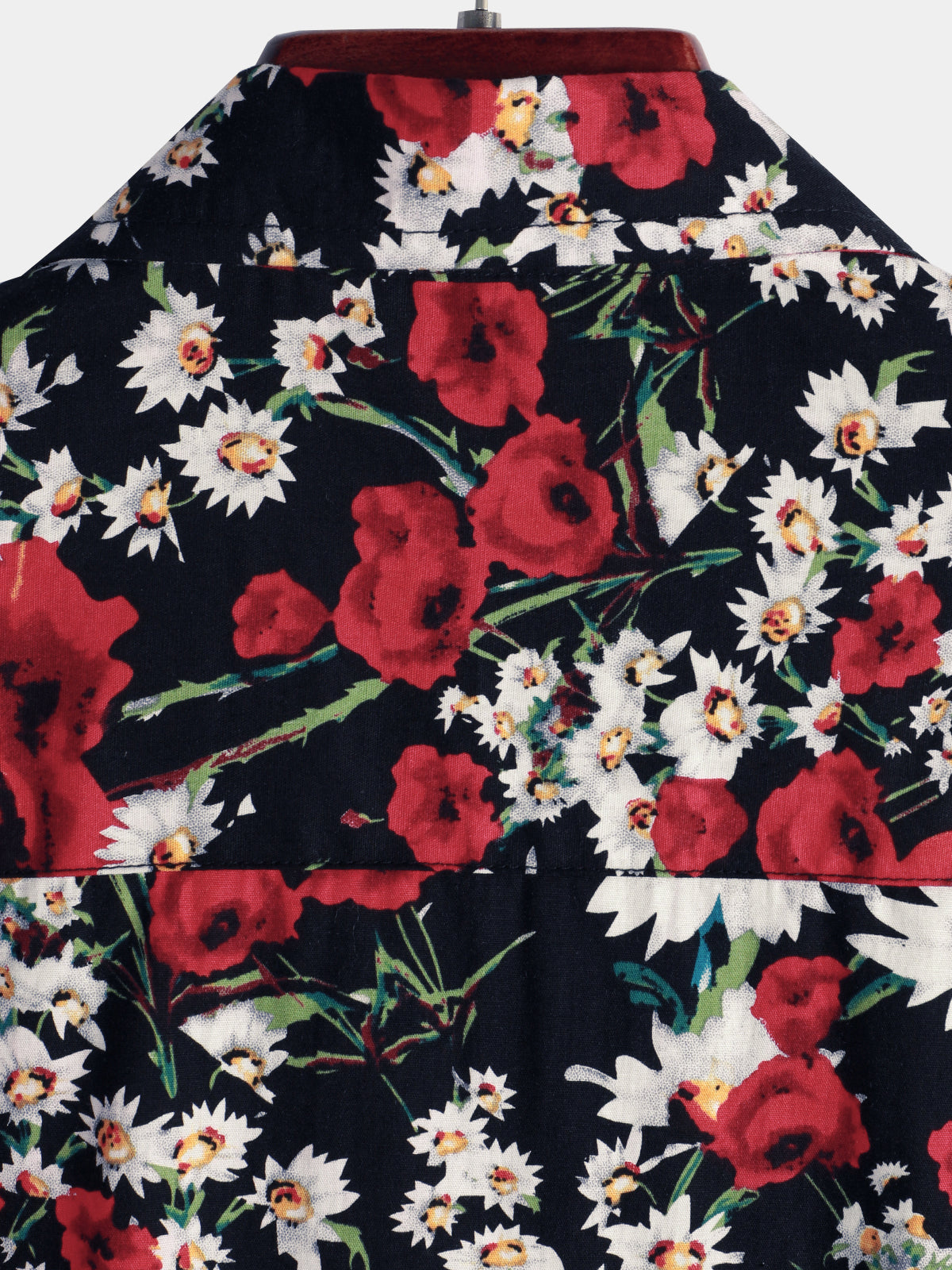 Men's Summer Rose Daisy Flower Print Casual Floral Short Sleeve Shirt