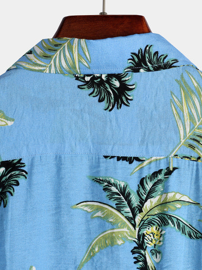 Men's Holiday Pineapple Short Sleeve Pocket Shirt