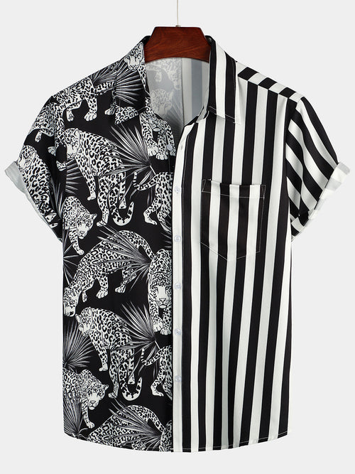 Men's Leopard & Striped Pocket Holiday Casual Shirt