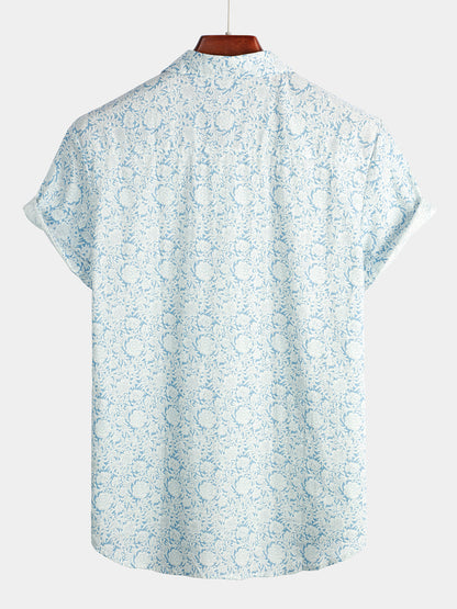 Men's Floral Printed Holiday Cotton Casual Shirt