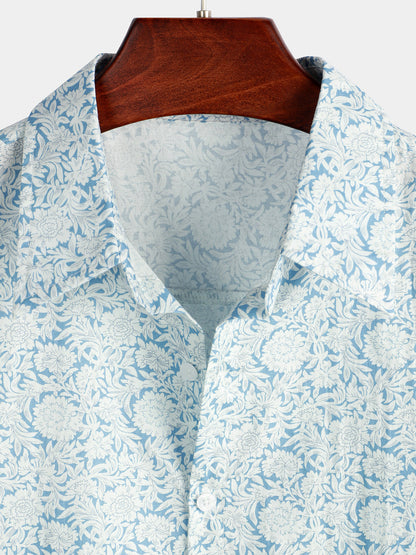 Men's Floral Printed Holiday Cotton Casual Shirt