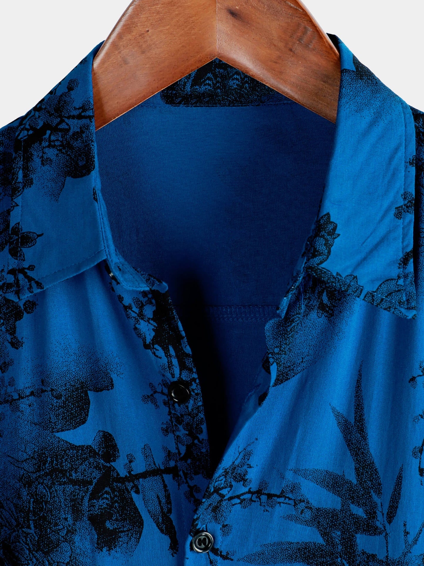 Men's Blue Vintage Floral Summer Holiday Hawaiian Breathable Button Up Short Sleeve Shirt