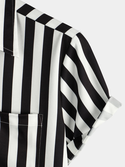 Men's Leopard & Striped Pocket Holiday Casual Shirt