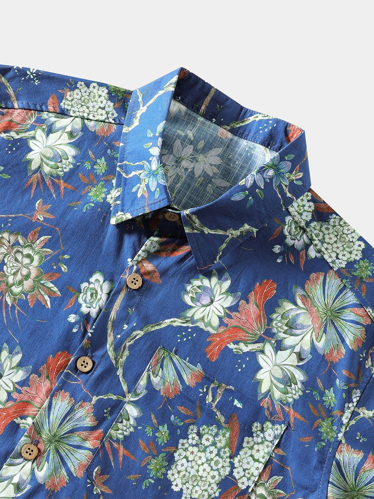 Men’s Cotton Beach Floral Short Sleeve Button Down Breathable Cool Shirt