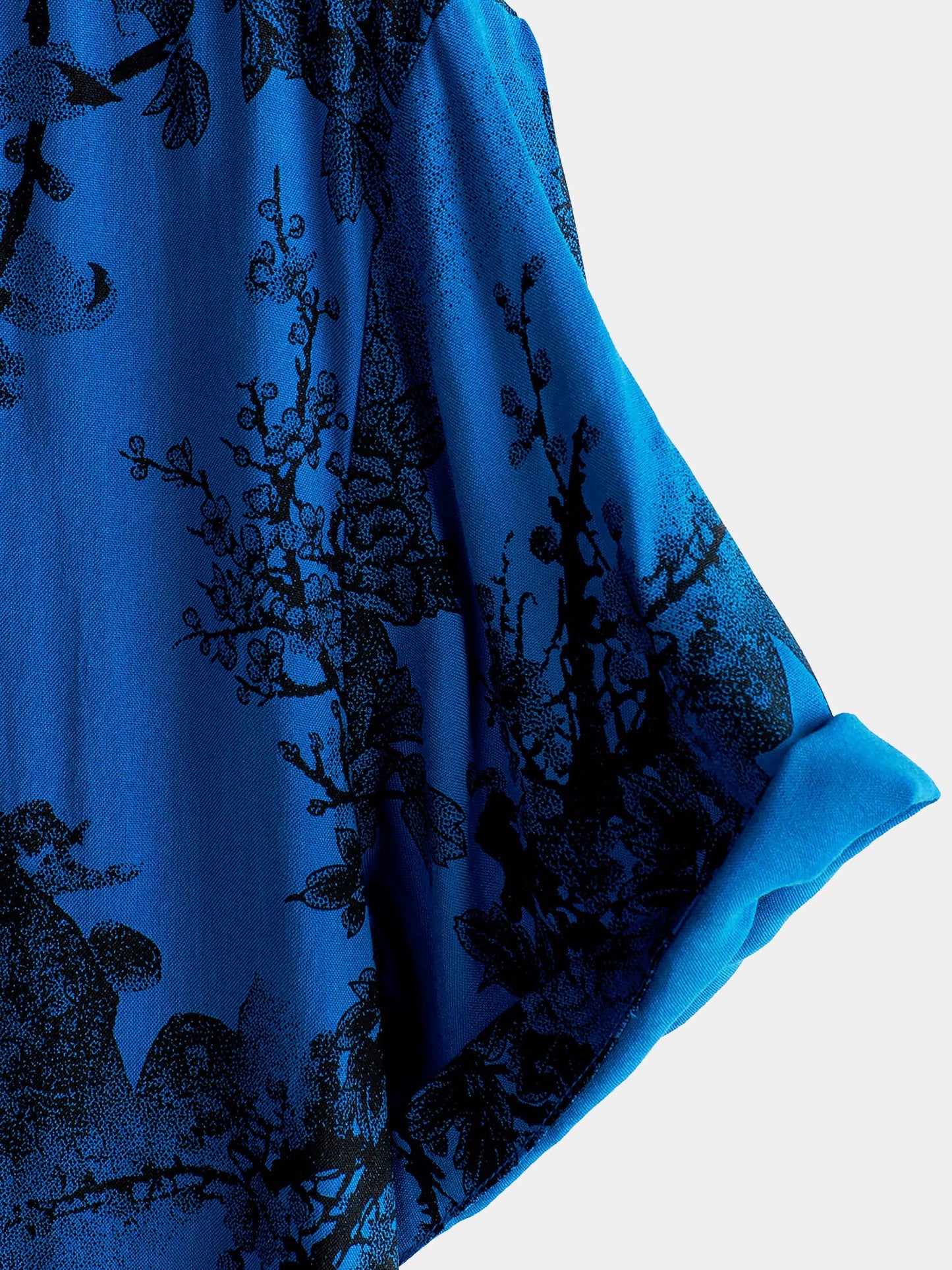 Men's Blue Vintage Floral Summer Holiday Hawaiian Breathable Button Up Short Sleeve Shirt