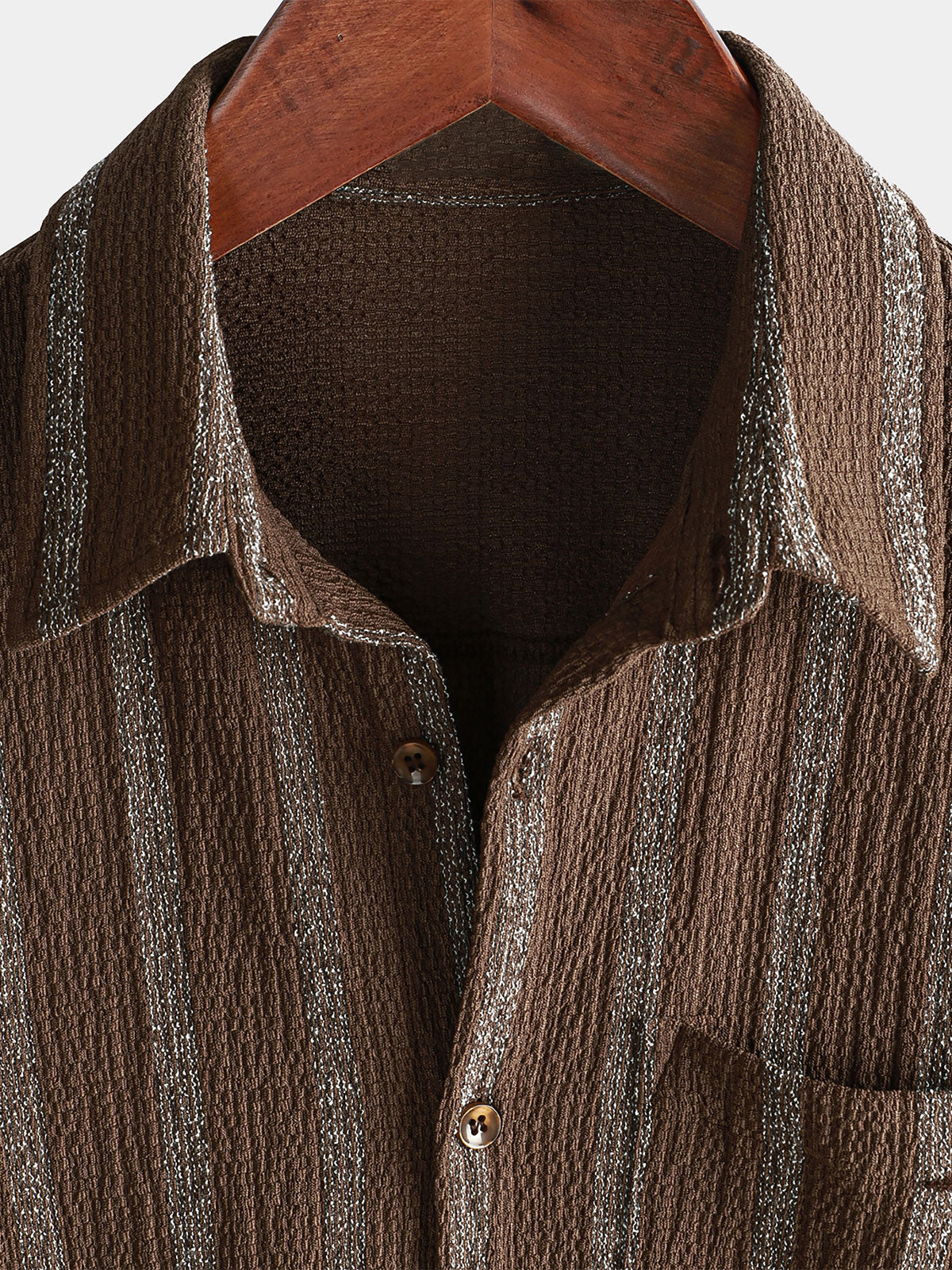 Men's Summer Striped Pocket Button Up Short Sleeve Hawaiian Shirt