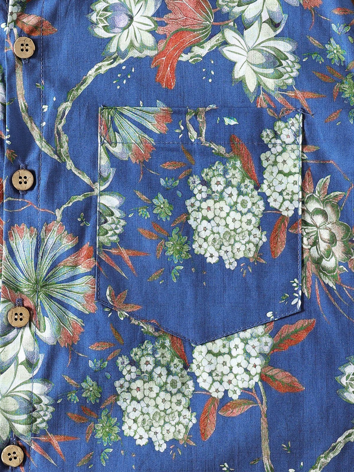 Men’s Cotton Beach Floral Short Sleeve Button Down Breathable Cool Shirt