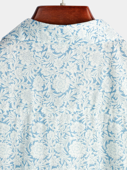 Men's Floral Printed Holiday Cotton Casual Shirt