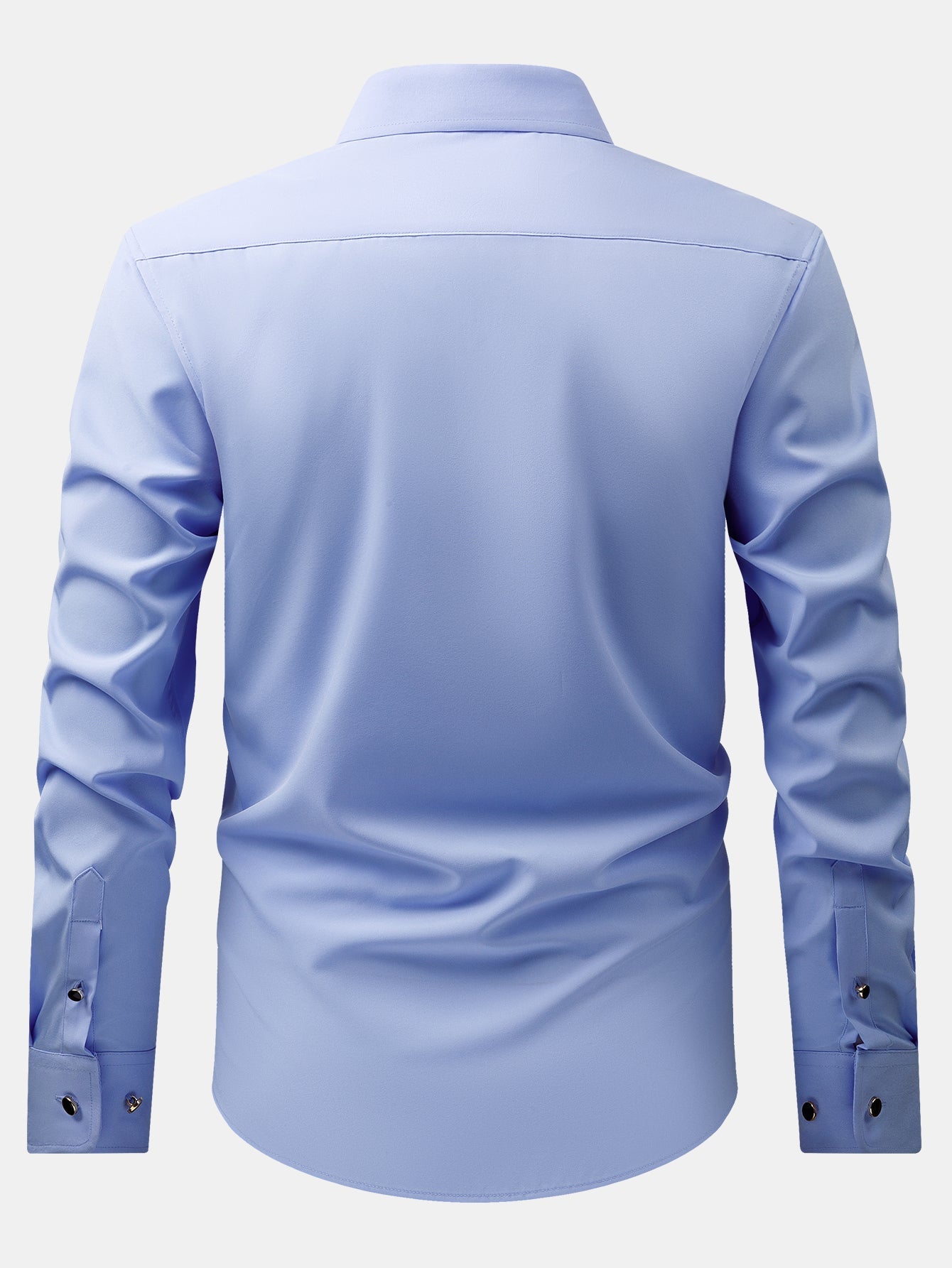 Long Sleeve Dress Shirt with Faux Gemstone Metal Rim Buttons
