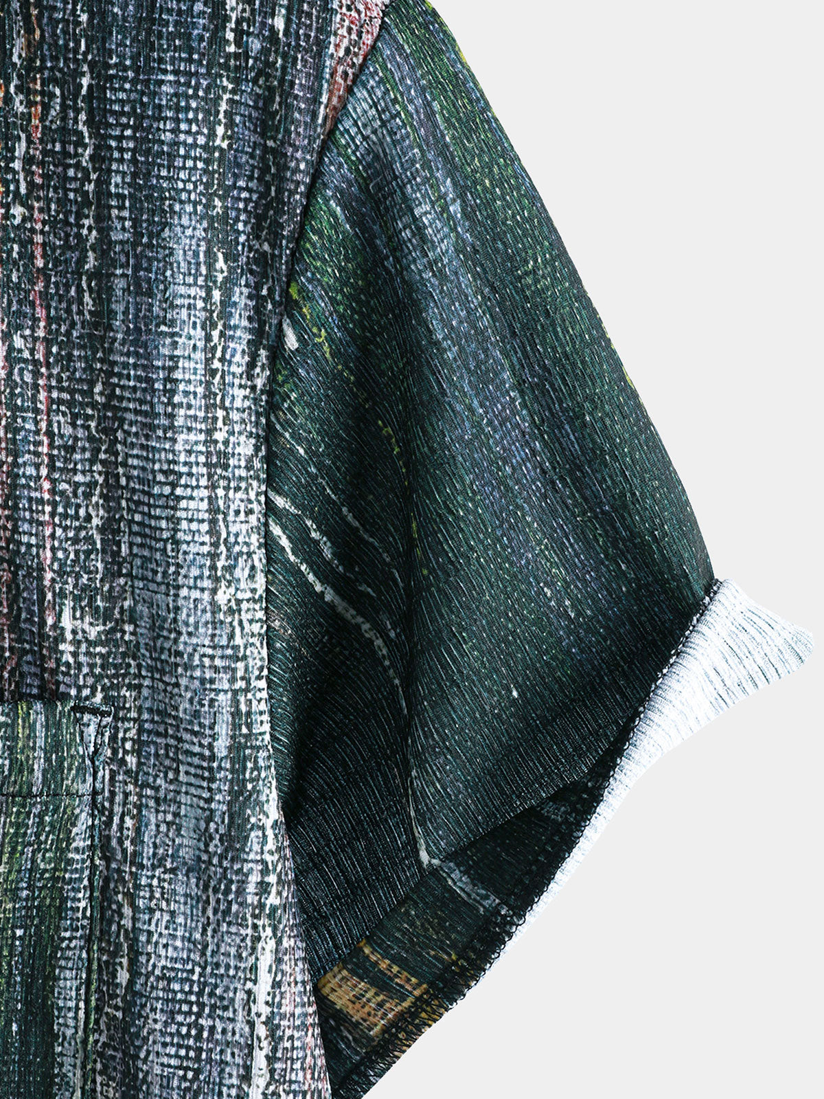 Men’s Green Vintage Striped Hawaiian Button Up Short Sleeve Shirt