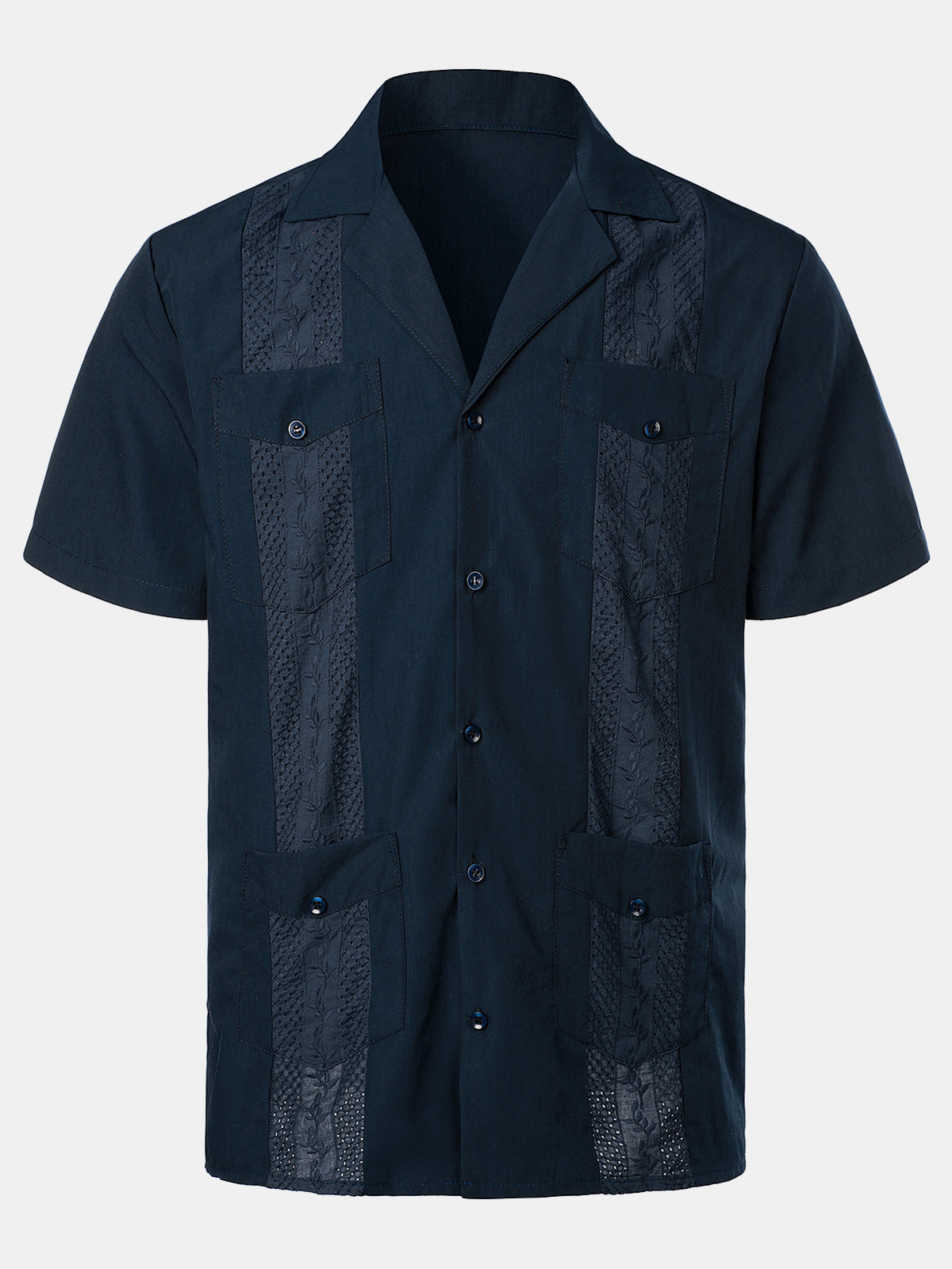 Men's Solid Color Cotton Short Sleeve Shirt