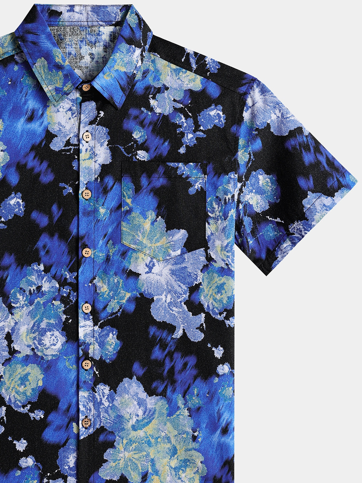 Men’s Tie Dye Floral Short Sleeve Button Up Breathable Cool Casual Shirt