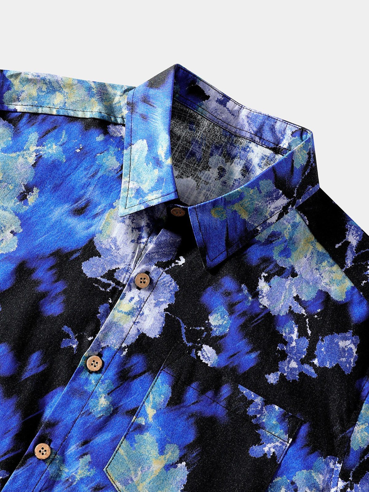 Men’s Tie Dye Floral Short Sleeve Button Up Breathable Cool Casual Shirt