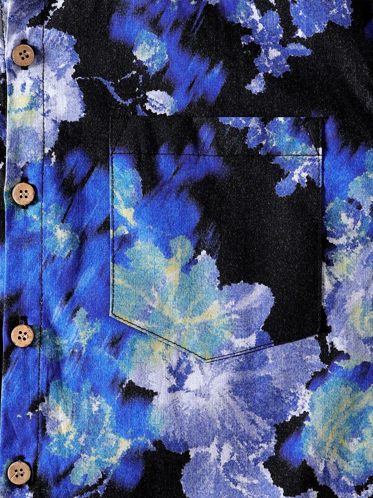 Men’s Tie Dye Floral Short Sleeve Button Up Breathable Cool Casual Shirt