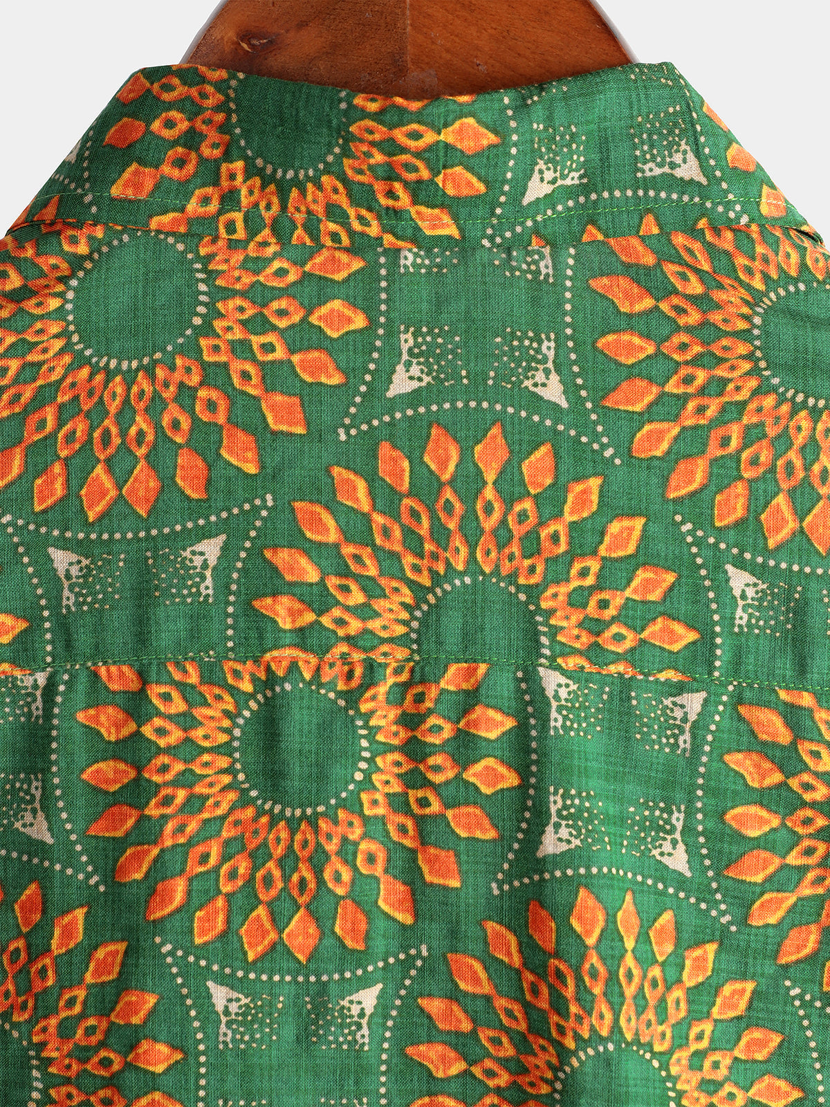Men's Cotton Vintage 70s Floral Retro Button Up Green Summer Beach Bohemian Boho Short Sleeve Shirt