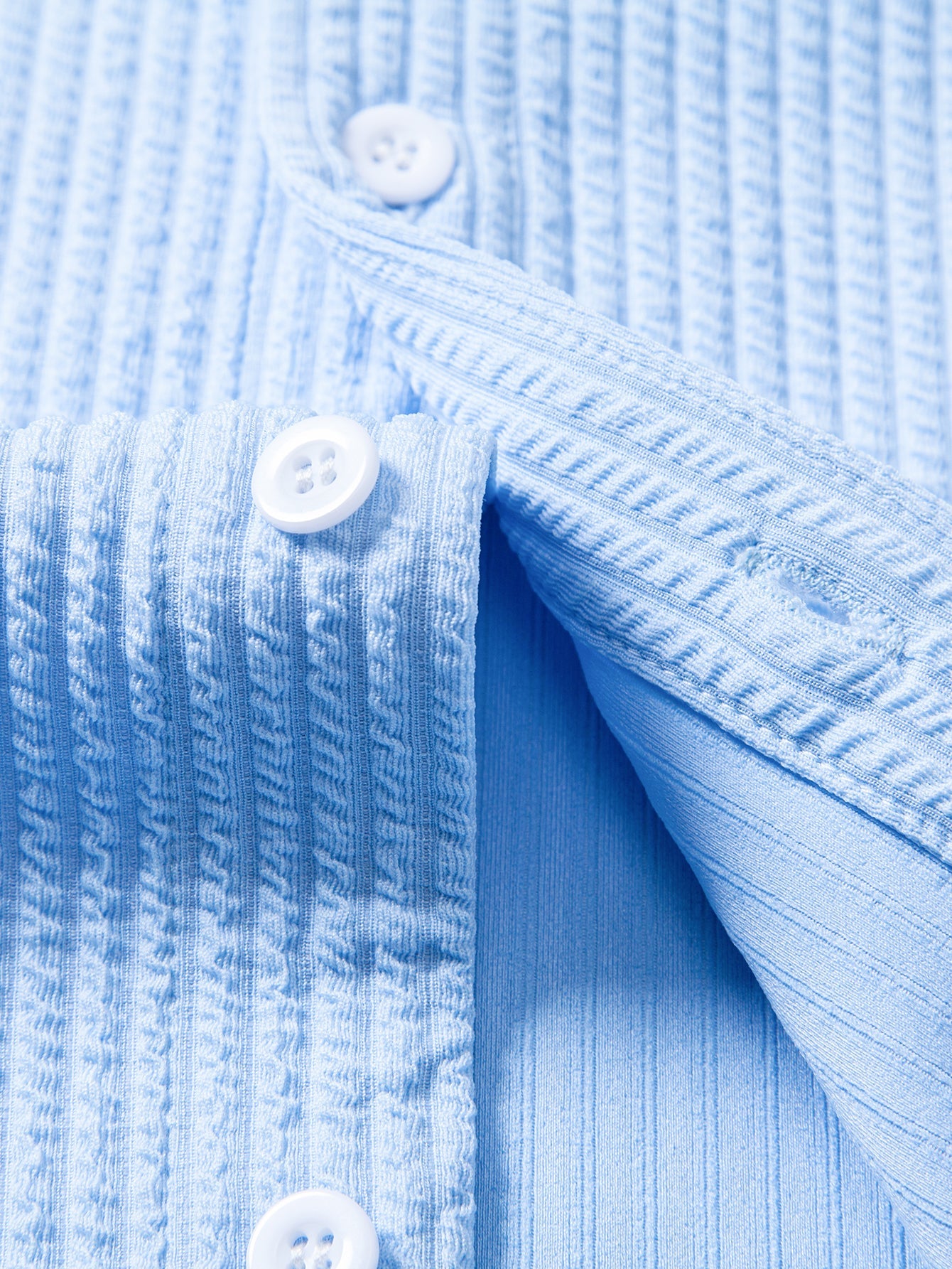 Muscle Fit Ribbed Button Up Shirt