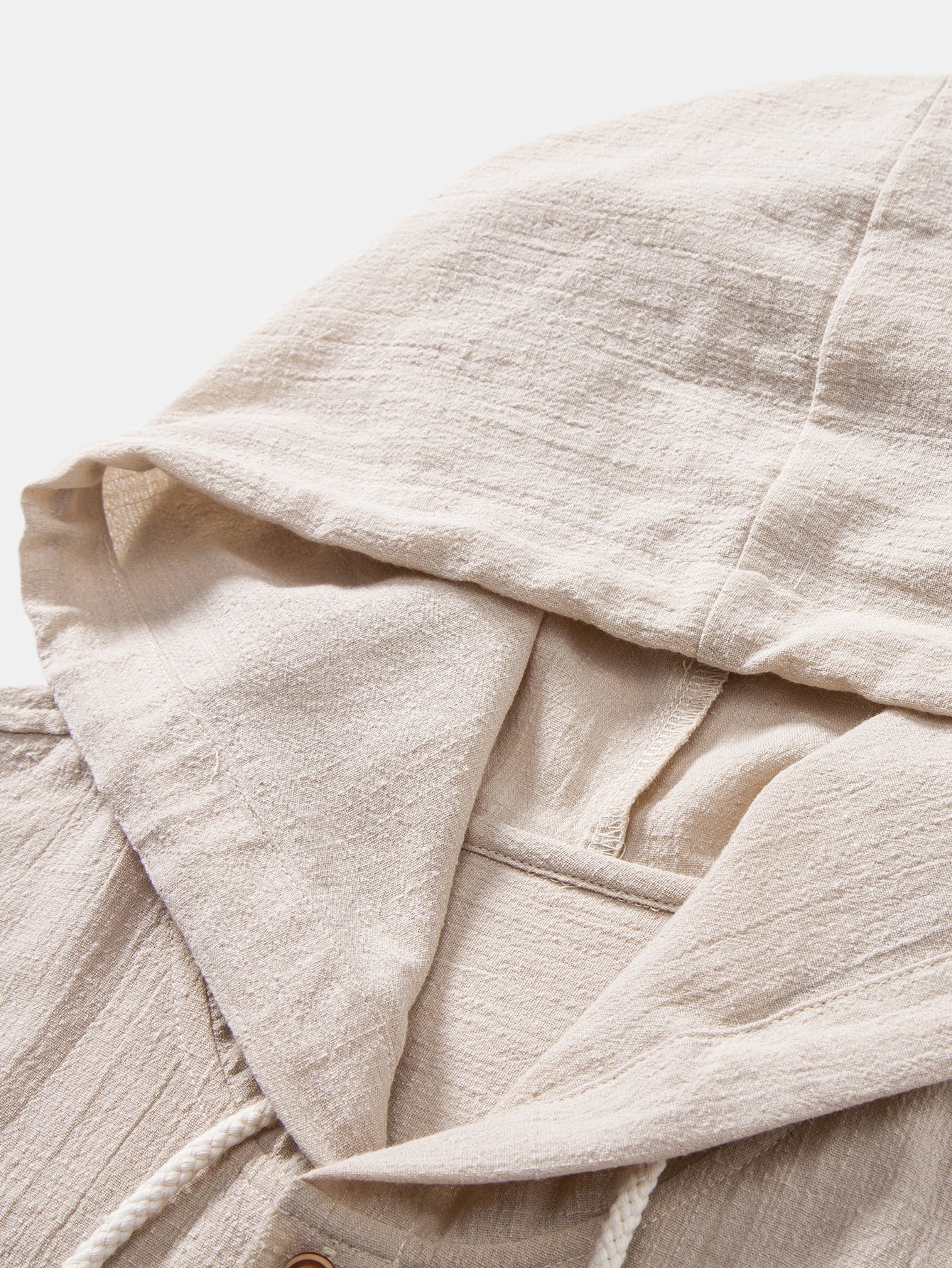 Linen Look Textured Hooded Shirt