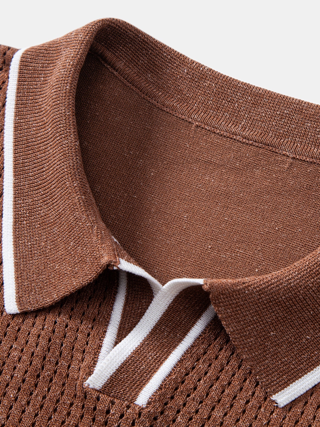 Contrast Stripe Trim Pocket Johnny Collar Knit Polo