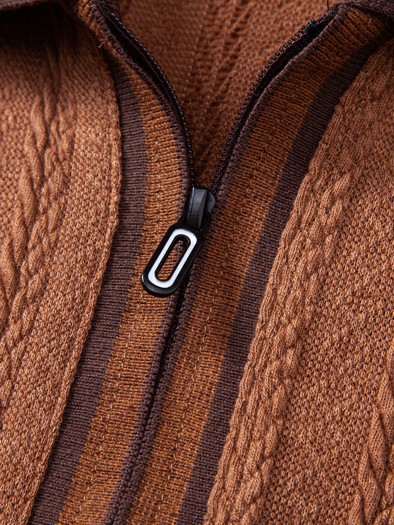 Wheat Ear Jacquard Zipper Knit Polo