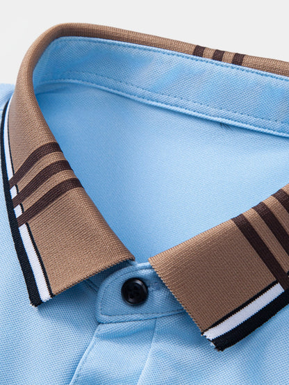 Contrast Striped Collar Polo