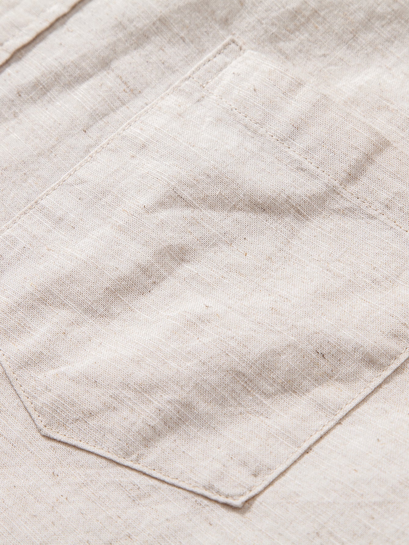 Long Sleeve Linen Cotton Blend Shirt With Pocket