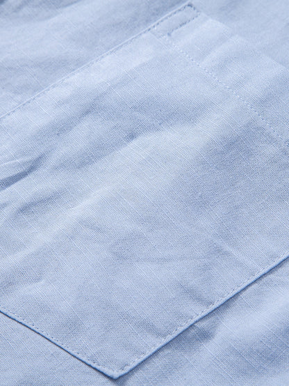 Long Sleeve Linen Cotton Blend Shirt With Pocket