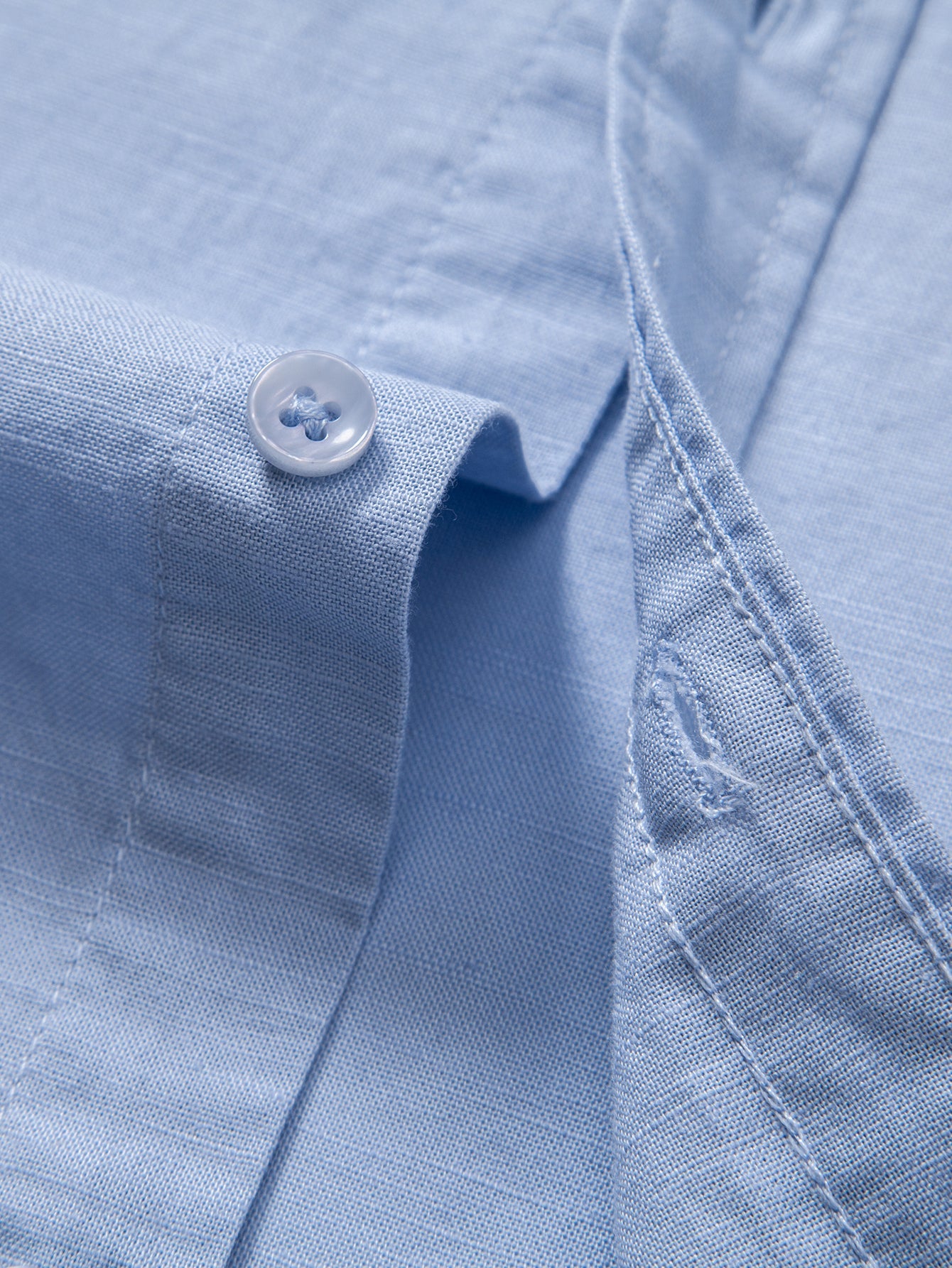 Long Sleeve Linen Cotton Blend Shirt With Pocket