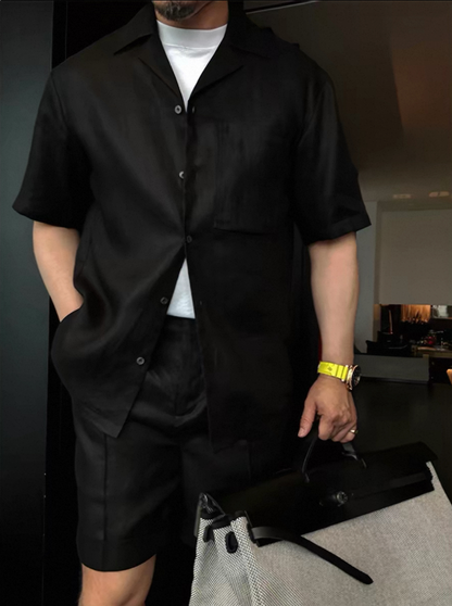 Men's Summer Linen Shirt & Shorts Set