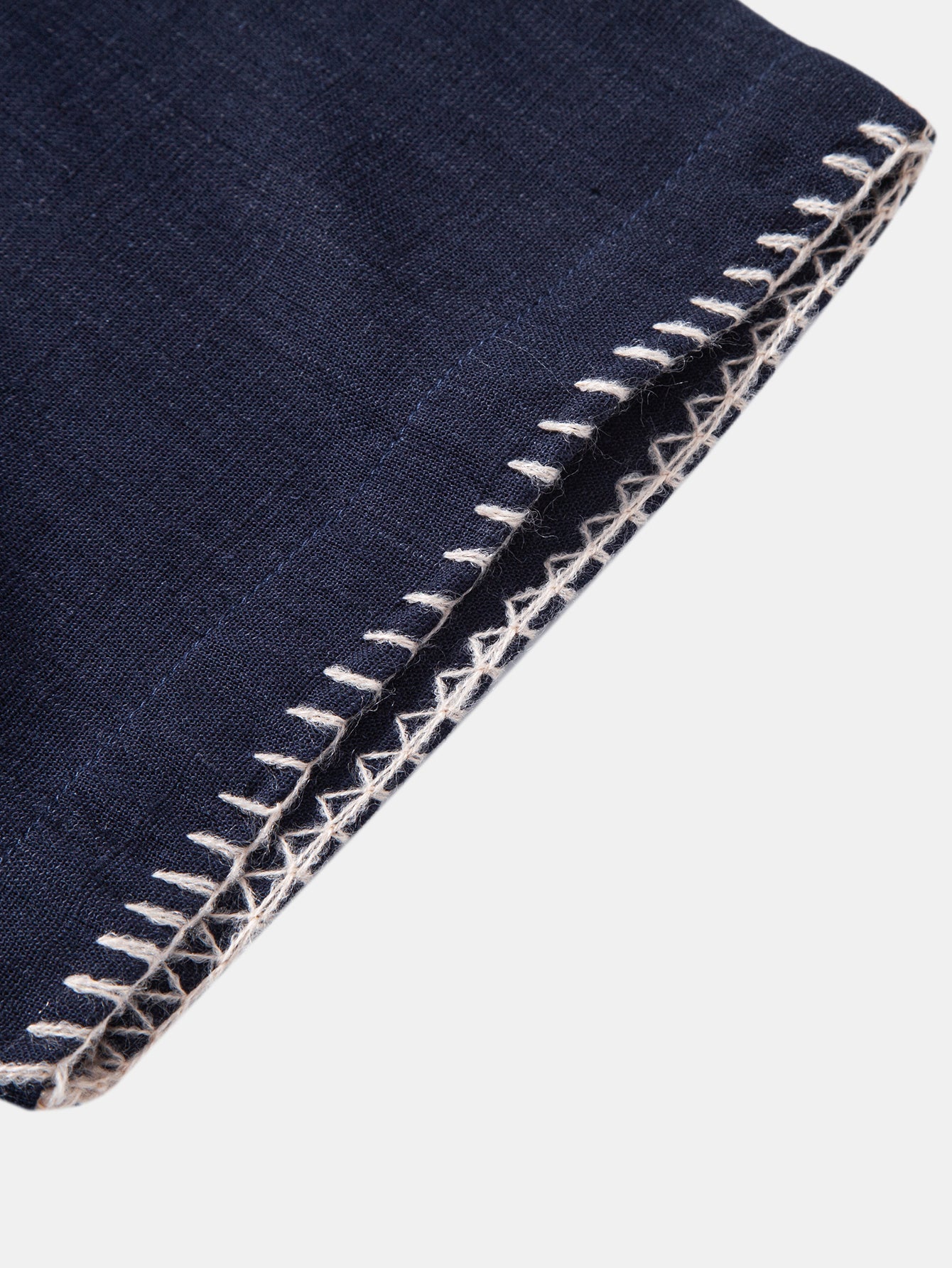 Contrast Stitching Linen Rayon Blend Cuban Shirt
