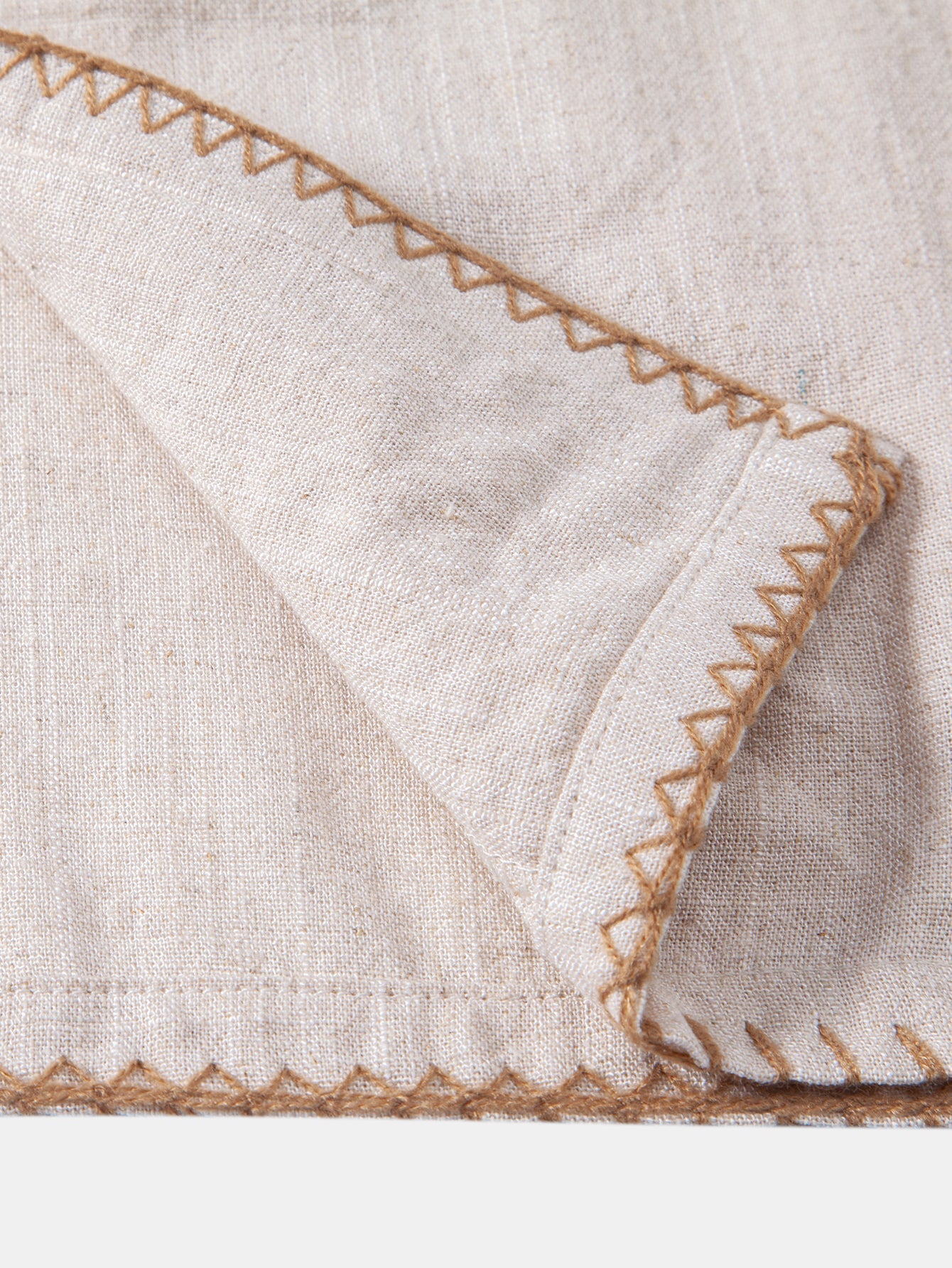 Contrast Stitching Linen Rayon Blend Cuban Shirt
